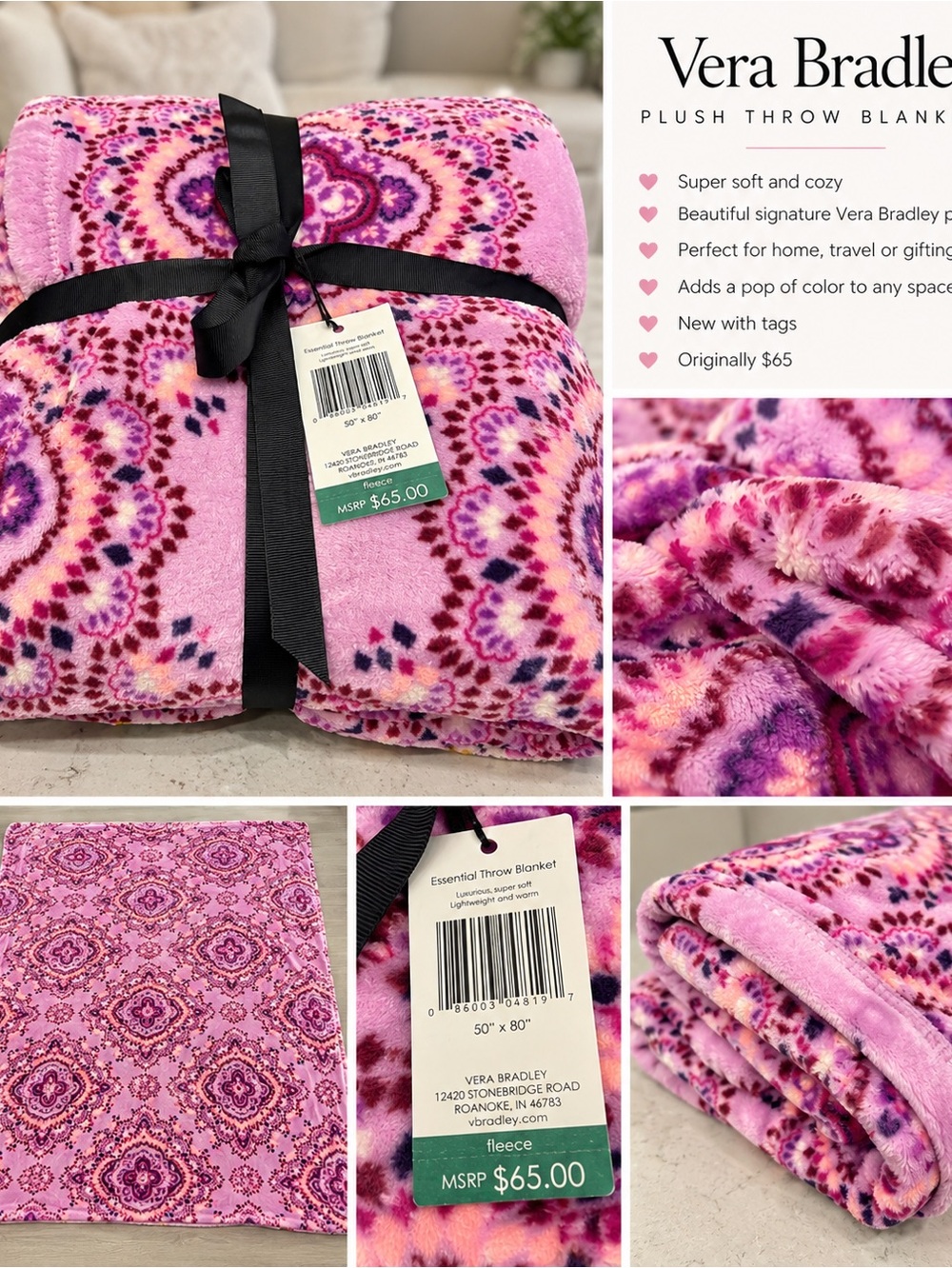 Vera Bradley Throw 80”x50”